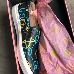 Gucci Ghost Grafitti Skateboard Sneakers Sz 39.5
